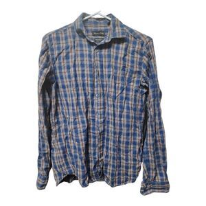 3014 - Massimo Dutti Medium Plaid Long Sleeve Button Up Men's Shirt